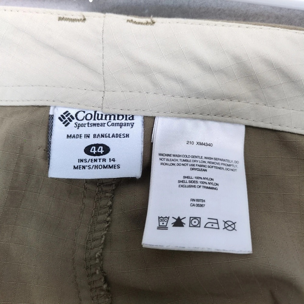 Columbia Tan Nylon Ripstop Cargo Shorts Mens 44x14" Outdoor Hiking Camp Utility - Picture 5 of 8
